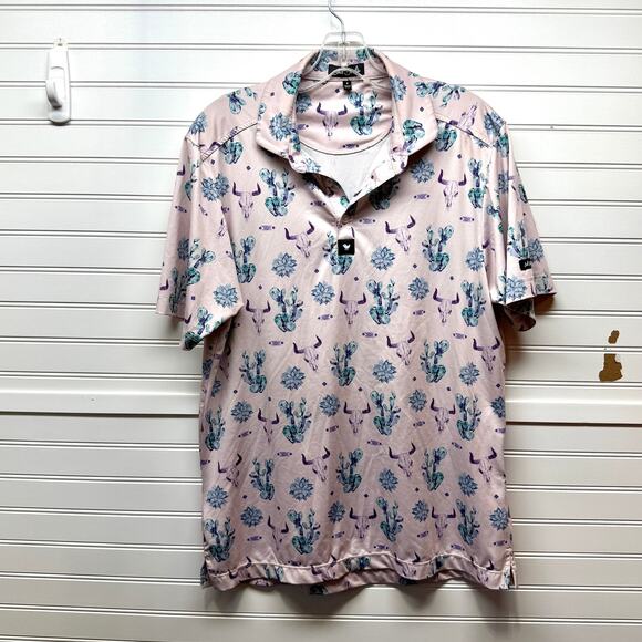 Bad Birdie The Ranch Desert Pattern Core Performance Polo Size S - Picture 1 of 12